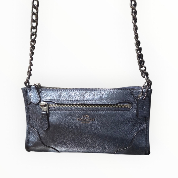 Coach Mickie Crossbody Bag in Pearlized denim blue leather - Picture 3 of 13